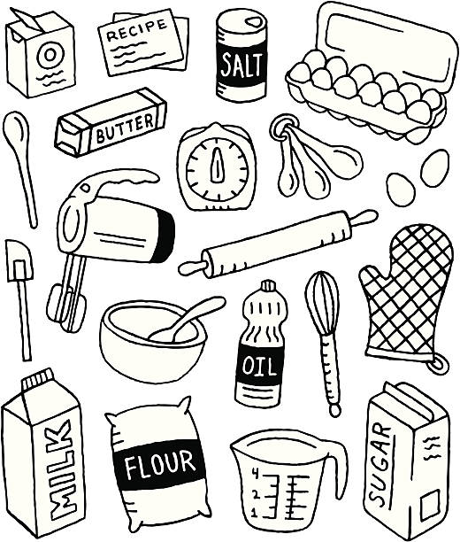 выпекать каракули - kitchen equipment illustrations stock illustrations