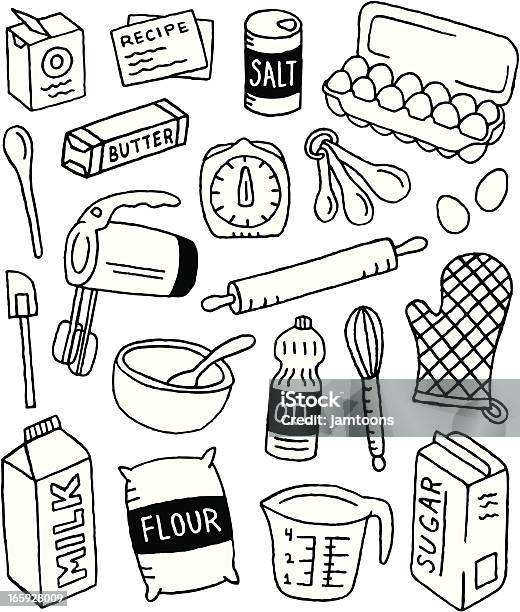 Baking Doodles Stock Illustration - Download Image Now - Baking, Doodle, Cooking
