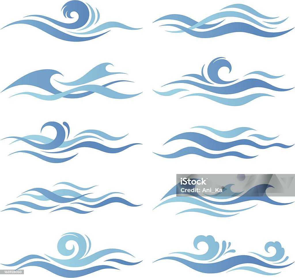 Ensemble de vagues - clipart vectoriel de Motif en vagues libre de droits