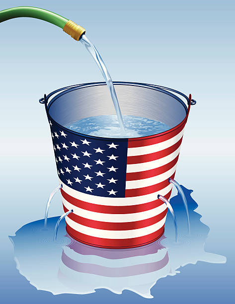 America Leaking Container depicting United States losing water. Files included - ai (version 8 and CS3) and eps (version 8) solvency stock illustrations