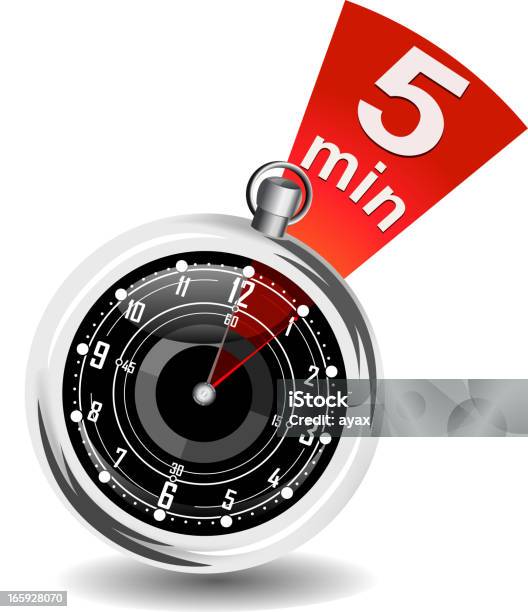 A Stopwatch With Five Minutes Highlighted Stock Illustration - Download Image Now - Number 5, Minute Hand, Stopwatch