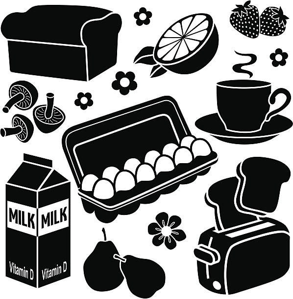 making breakfast Vector icons with a making breakfast theme. cooking silhouettes stock illustrations