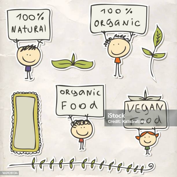 Organiczny Etykiety Żywności - Stockowe grafiki wektorowe i więcej obrazów Dziecko - Dziecko, Sozotechnika, Dzieciństwo