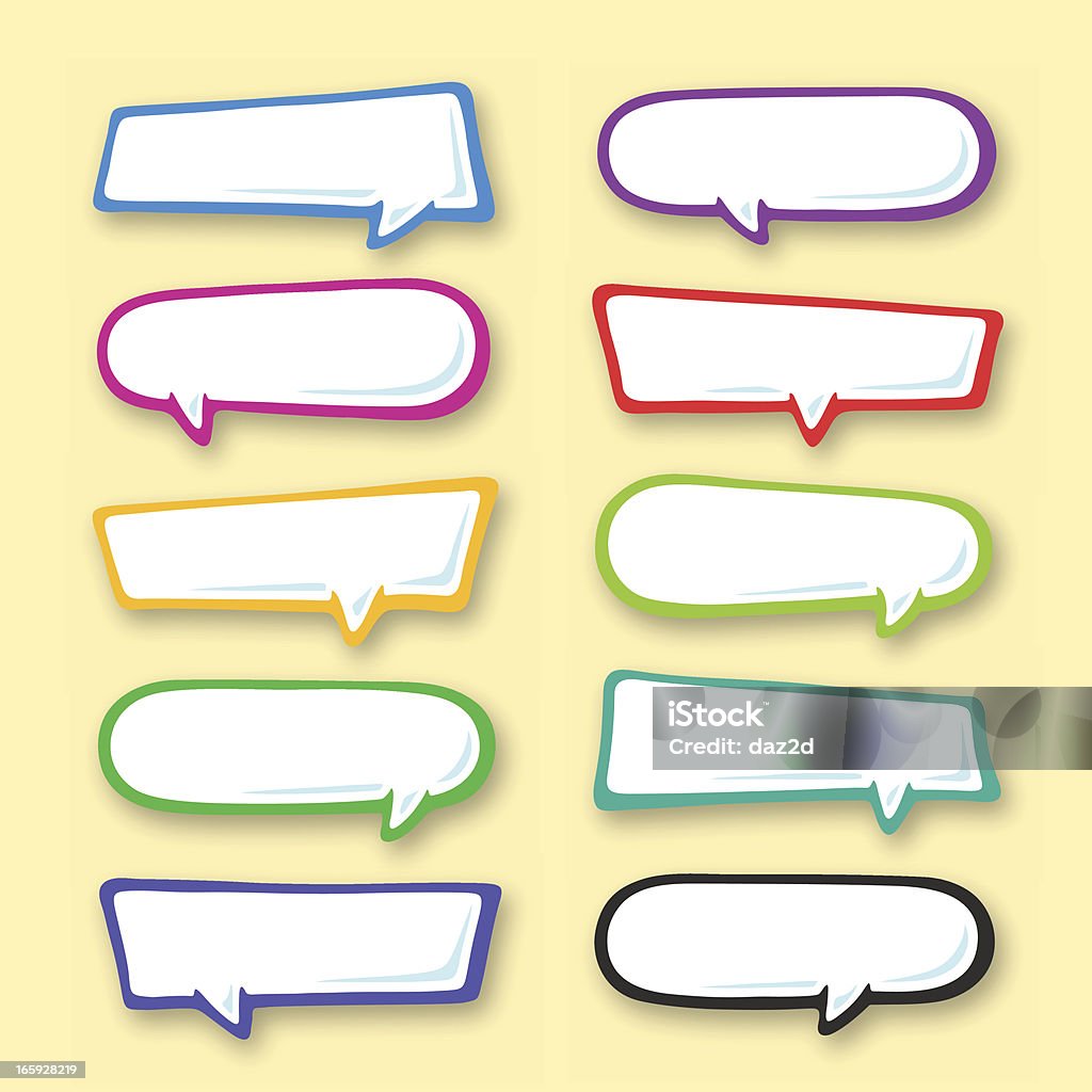 SPEECH BUBBLES Collection of speech bubbles with colourful outlines. Cartoon stock vector
