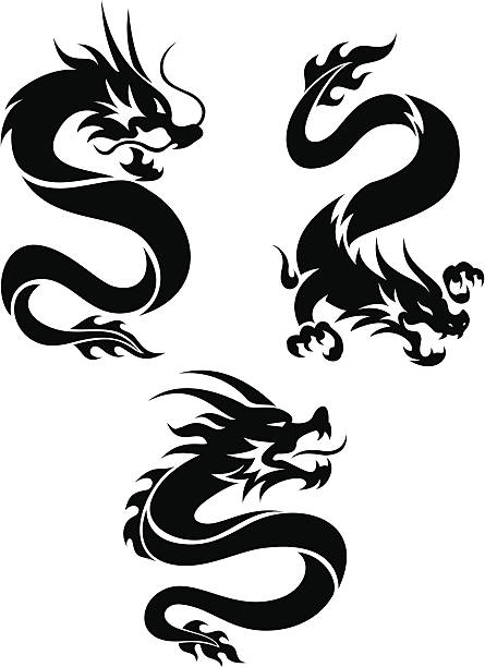 중국 드렉셀 - oriental dragon stock illustrations