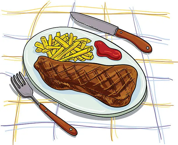 Vector illustration of Steak set colourful illustration