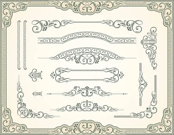 Vector illustration of Victorian Style and Scroll Set