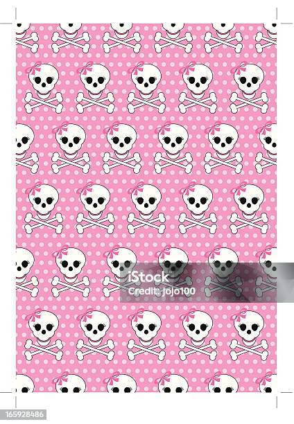 Girlie Skull Crossbones Repeat Pattern Stock Illustration - Download Image Now - Hair Bow, Human Skull, Skull and Crossbones