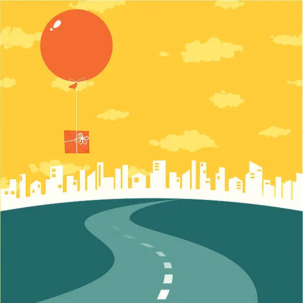 Vector illustration of Road to big city