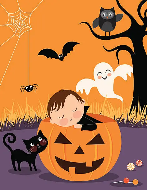 Vector illustration of Baby's First Halloween