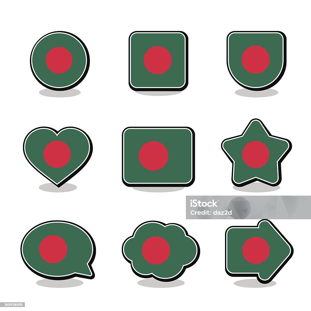 ENSEMBLE D'ICÔNES DE DRAPEAU BANGLADESH - clipart vectoriel de Armoiries libre de droits