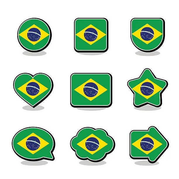 Vector illustration of BRAZIL FLAG ICON SET