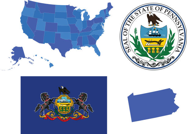 Pennsylvania state set Vector illustration of Pennsylvania state, contains: pennsylvania stock illustrations
