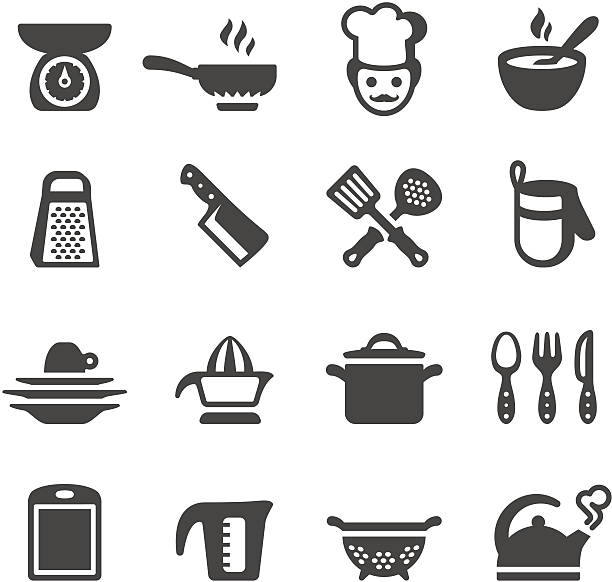 mobico значки-кулинарный - pan saucepan kitchen utensil isolated stock illustrations