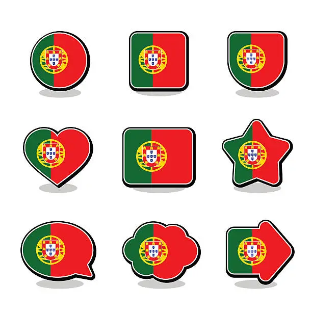 Vector illustration of PORTUGAL FLAG ICON SET
