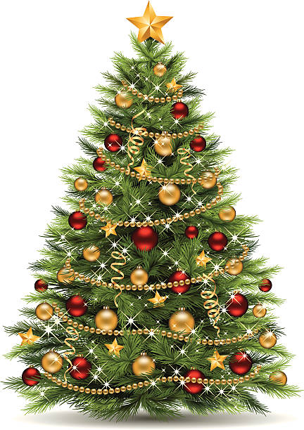Christmas Tree Vector illustration of a christmas tree. EPS-8. No transparencies, gradient mesh. Hi-Res jpg included (3815 x 5400 px). fir tree stock illustrations