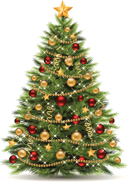 Christmas Tree Vector illustration of a christmas tree. EPS-8. No transparencies, gradient mesh. Hi-Res jpg included (3815 x 5400 px). fir tree stock illustrations