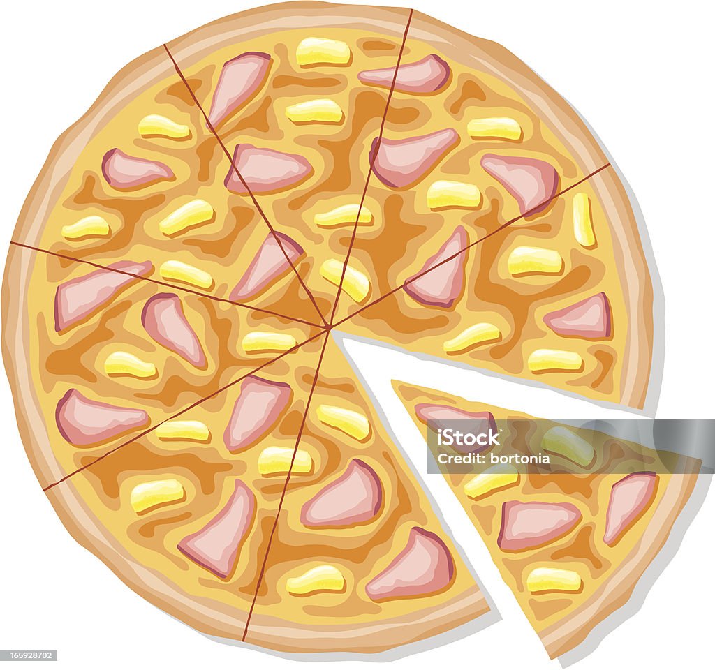 Tranche de Pizza hawaïenne au jambon et à l'ananas - clipart vectoriel de Pizza libre de droits
