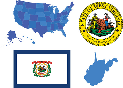 Vector illustration of West Virginia state, contains: