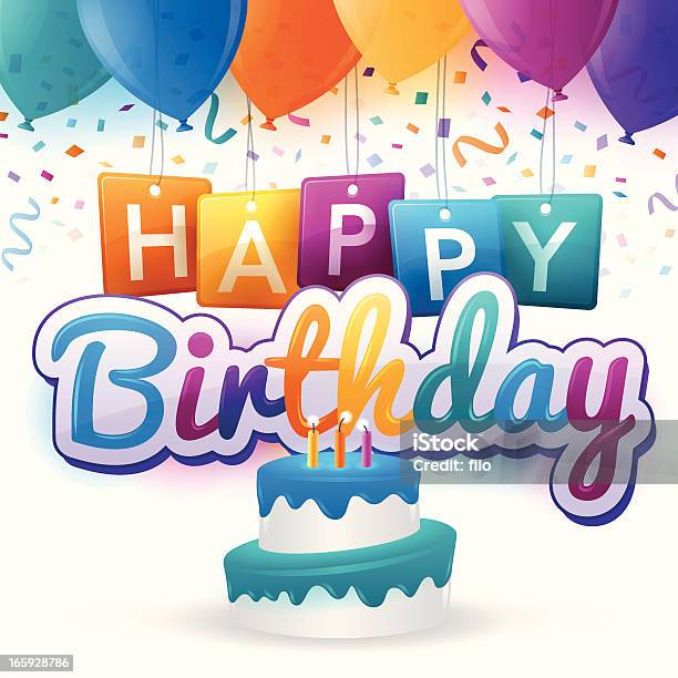 Happy Birthday Stock Vektor Art und mehr Bilder von Geburtstag - Geburtstag, Geburtstagstorte, Maschinenschrift