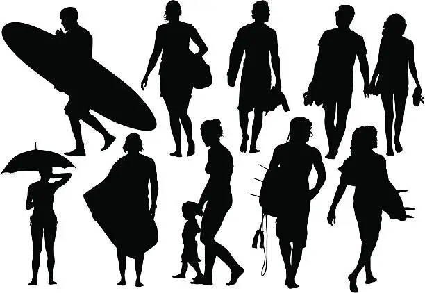 Vector illustration of Beach silhouettes