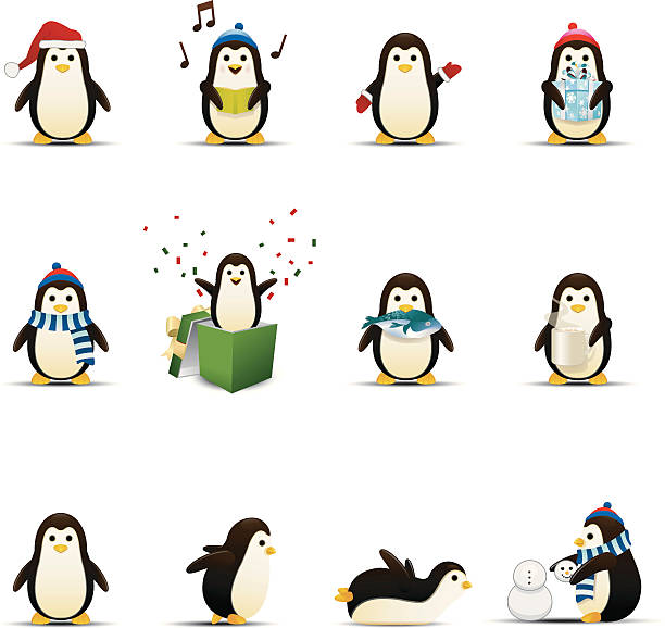 ilustraciones, imágenes clip art, dibujos animados e iconos de stock de pingüino de iconos - pingüino