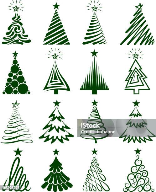 Vetores de Árvore De Natal Em Vetor Royalty Free Coleção De Gráficos e mais imagens de Árvore de Natal