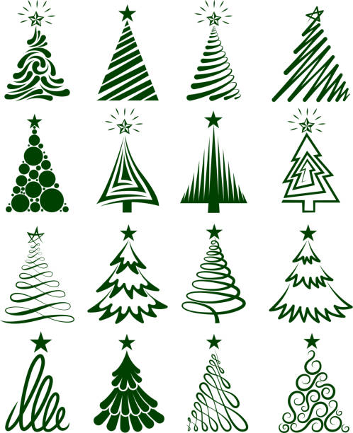 Christmas Tree Collection Royalty free vector graphics Various Christmas Tree Collection multiple christmas trees stock illustrations