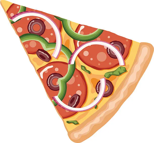 Vector illustration of Slice of Deluxe Pizza