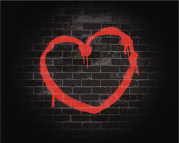 Vector illustration of Spray Paint Heart | Brick Wall