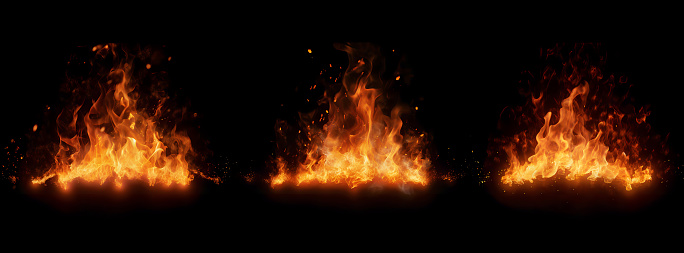 3d illustration of exploding flames