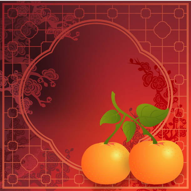 chiński mandarynka - flower china frame chinese culture stock illustrations