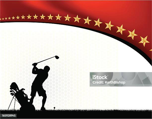 Golfhintergrund Mit Golfspieler Abschlagen Stock Vektor Art und mehr Bilder von Abschlagen - Abschlagen, Athlet, Elitespieler