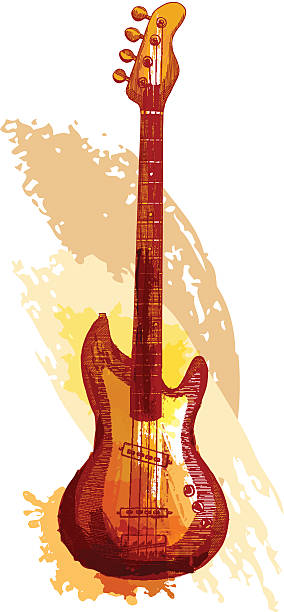 Bass Guitar Grunge style bass guitar. - vector illustrations bass guitar stock illustrations