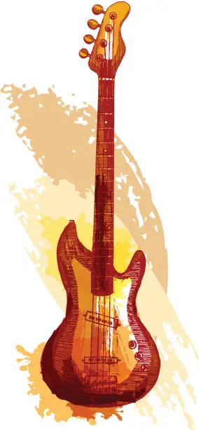 Vector illustration of Bass Guitar