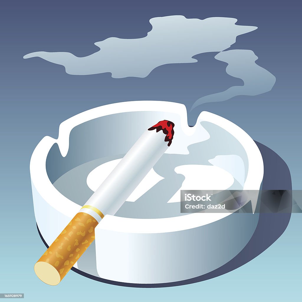 CIGARETTE AND ASHTRAY A lighted up cigarette in an ashtray Cigarette stock vector