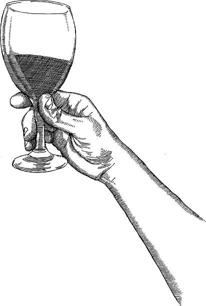 Vector illustration of Hand holding a glass