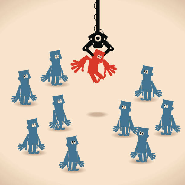 ilustrações, clipart, desenhos animados e ícones de homem escolhidos por um jogo de fliperama de travas crane - business standing out from the crowd individuality discovery