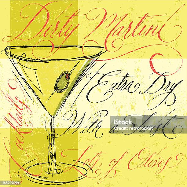 Brudny Martini - Stockowe grafiki wektorowe i więcej obrazów Martini - Martini, Szkic - Rysunek, Kieliszek do martini
