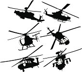 istock Collection of military transport and combat helicopters 165929183