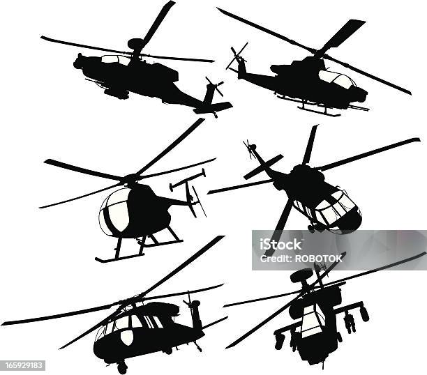 Collection Of Military Transport And Combat Helicopters Stock Illustration - Download Image Now