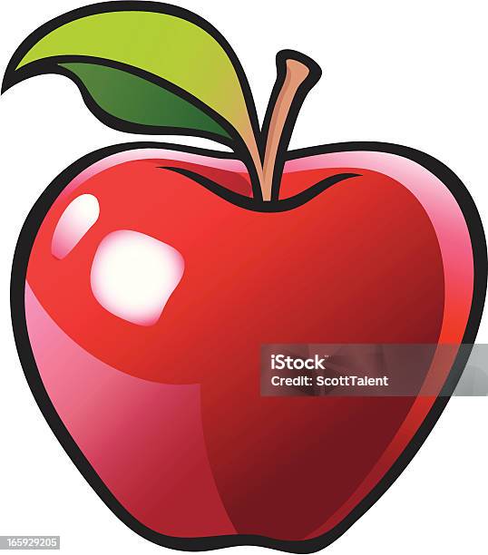 Apple Stock Vektor Art und mehr Bilder von Apfel - Apfel, Blatt - Pflanzenbestandteile, Comic - Kunstwerk