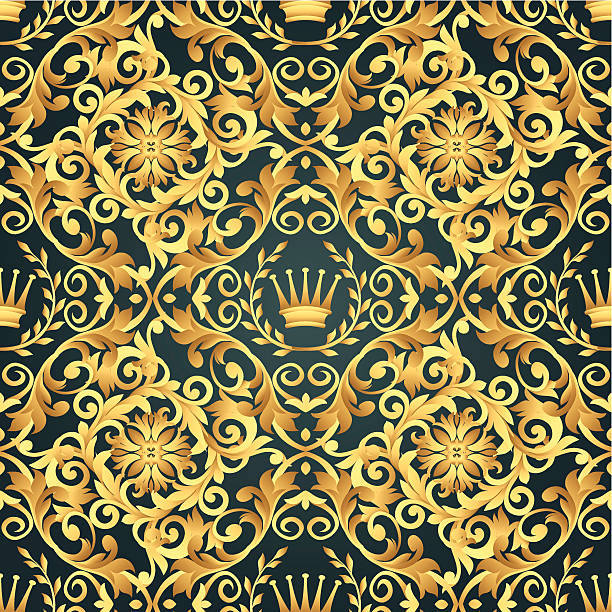 verzierte nahtlose muster - gold leaf backgrounds gold ornate stock-grafiken, -clipart, -cartoons und -symbole