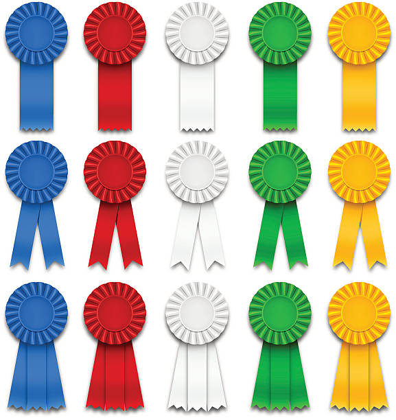 stockillustraties, clipart, cartoons en iconen met award ribbons - lintje prijs