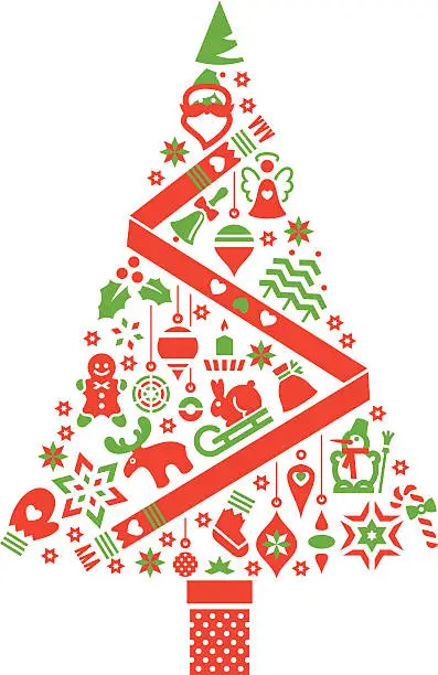 Vector illustration of Christmas Tree. Icons.