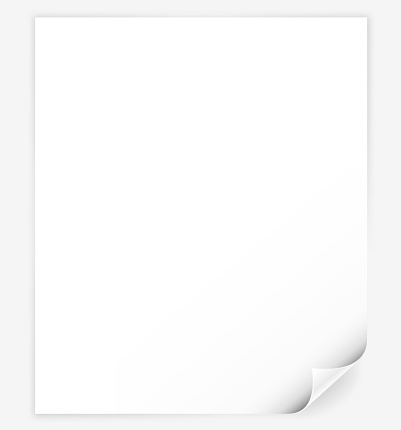 White Computer Paper With Page Curl Stock Illustration - Download Image Now  - White Paper Report, Computer Paper, Curled Up - iStock
