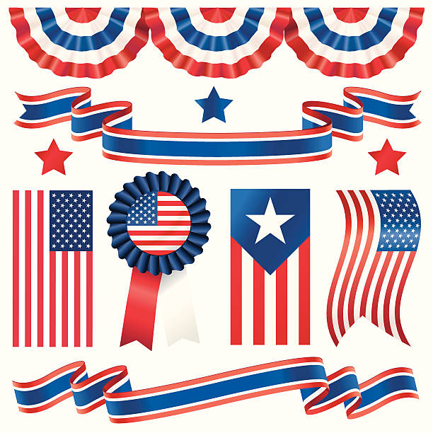 illustrazioni stock, clip art, cartoni animati e icone di tendenza di usa elezione banner - usa politics flag american culture
