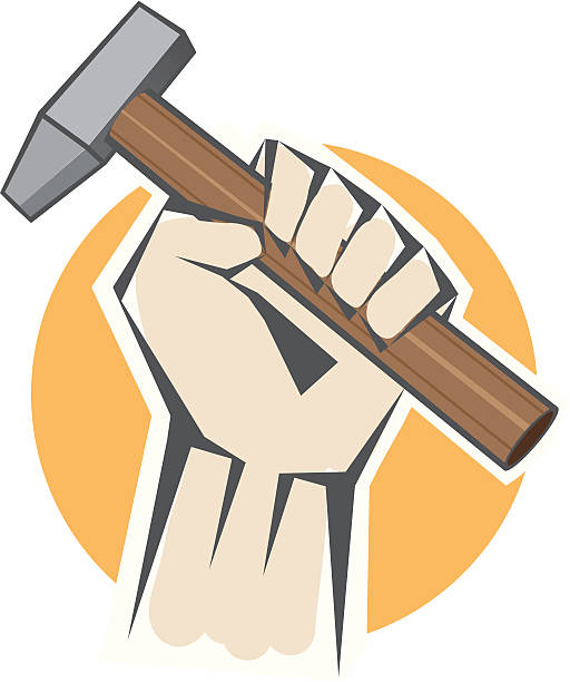 illustrations, cliparts, dessins animés et icônes de bricoleur - fist hammer human hand craftsperson