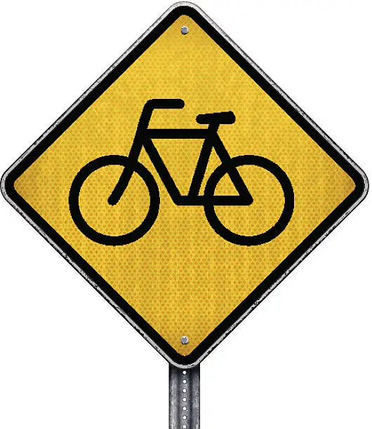 Vector illustration of bicycles crossing road sign