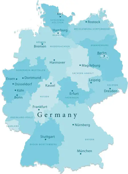 Vector illustration of Germany Vector Map Regions Isolated